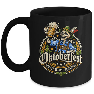 On My Wurst Behavior Oktoberfest Skeleton Beer Festival Mug | siriusteestore