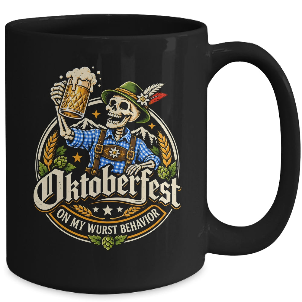 On My Wurst Behavior Oktoberfest Skeleton Beer Festival Mug | siriusteestore