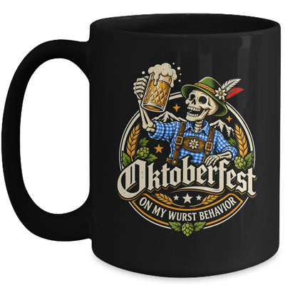 On My Wurst Behavior Oktoberfest Skeleton Beer Festival Mug | siriusteestore