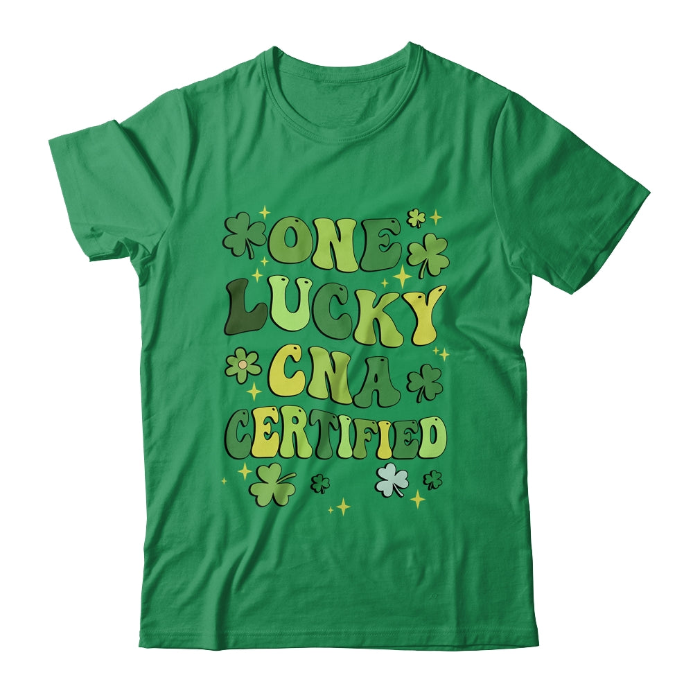One Lucky CNA Certified Nursing St Patricks Day Groovy Retro Shirt & Hoodie | siriusteestore
