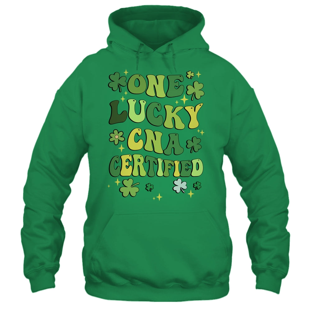 One Lucky CNA Certified Nursing St Patricks Day Groovy Retro Shirt & Hoodie | siriusteestore