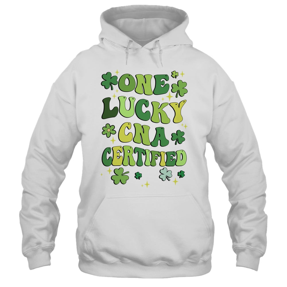 One Lucky CNA Certified Nursing St Patricks Day Groovy Retro Shirt & Hoodie | siriusteestore