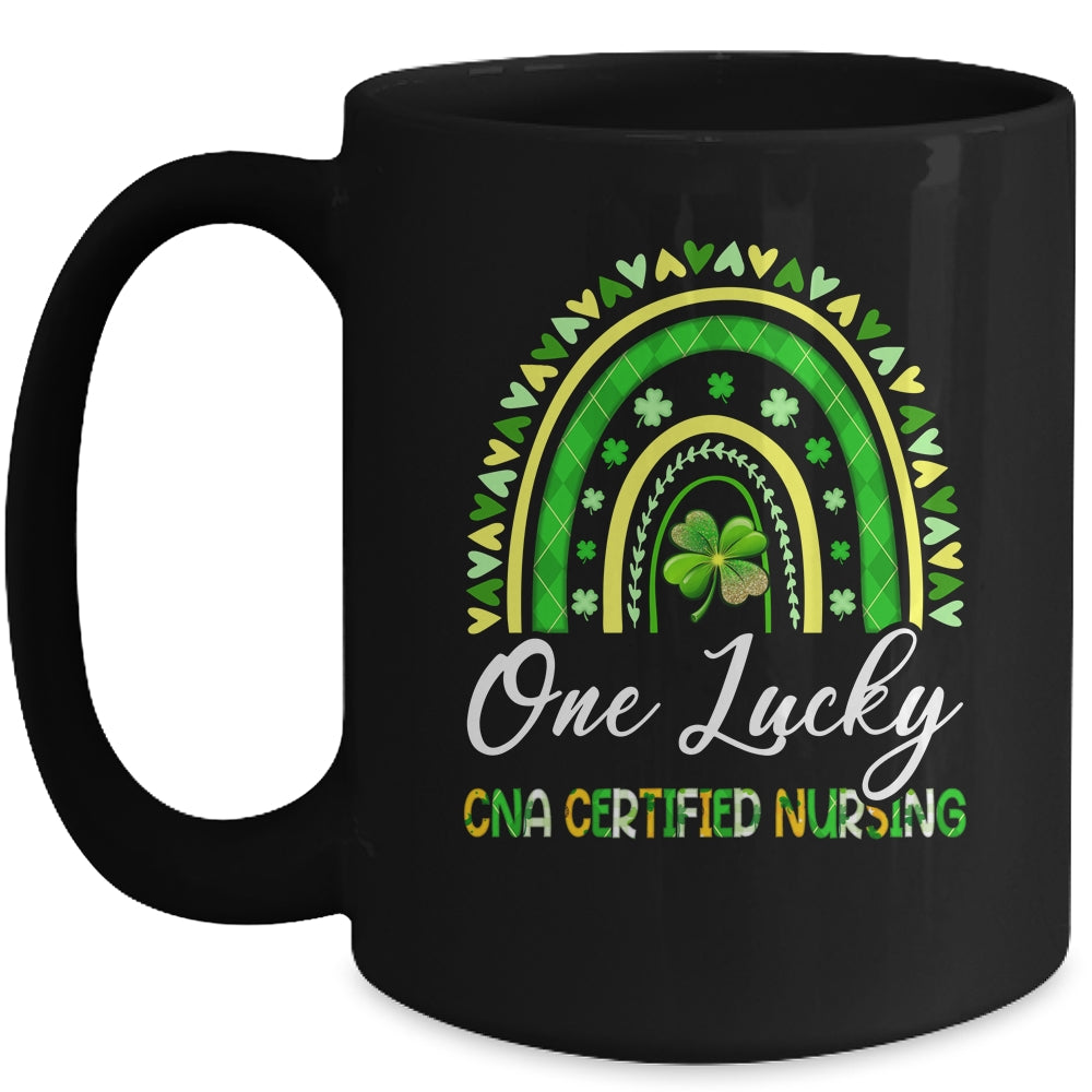 One Lucky CNA Certified Nursing St Patricks Day Rainbow Mug | siriusteestore