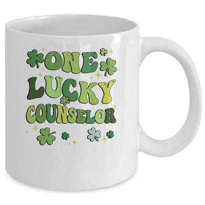 One Lucky Counselor St Patricks Day Groovy Retro Shamrock Mug | siriusteestore