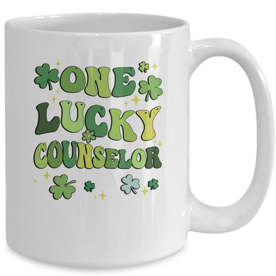 One Lucky Counselor St Patricks Day Groovy Retro Shamrock Mug | siriusteestore