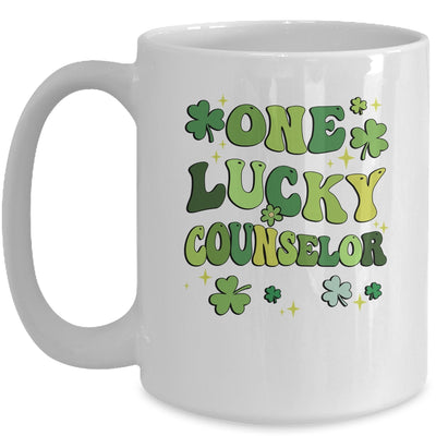 One Lucky Counselor St Patricks Day Groovy Retro Shamrock Mug | siriusteestore