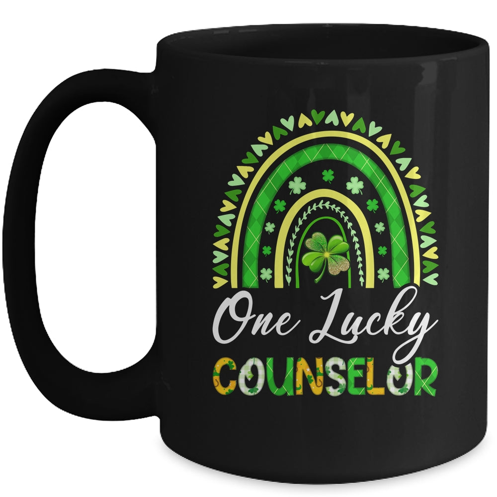 One Lucky Counselor St Patricks Day Rainbow Leopard Shamrock Mug | siriusteestore