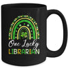 One Lucky Librarian St Patricks Day Rainbow Leopard Shamrock Mug | siriusteestore