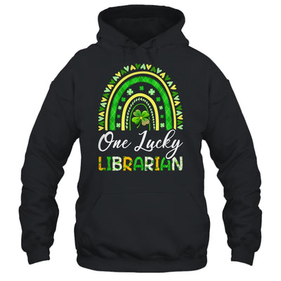 One Lucky Librarian St Patricks Day Rainbow Leopard Shamrock Shirt & Hoodie | siriusteestore