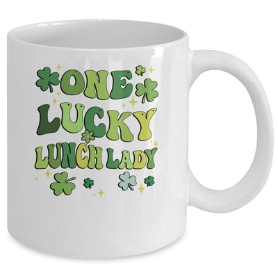 One Lucky Lunch Lady St Patricks Day Groovy Retro Shamrock Mug | siriusteestore