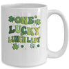 One Lucky Lunch Lady St Patricks Day Groovy Retro Shamrock Mug | siriusteestore