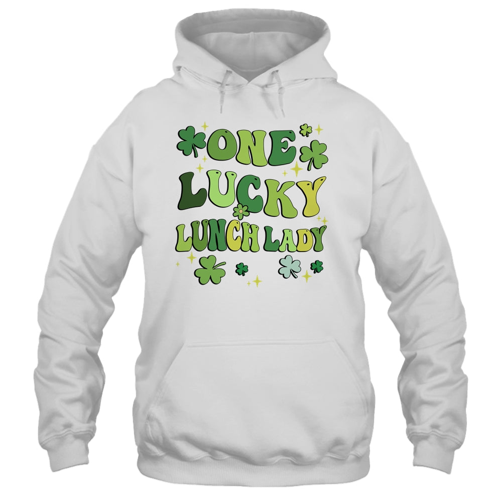 One Lucky Lunch Lady St Patricks Day Groovy Retro Shamrock Shirt & Hoodie | siriusteestore