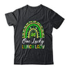 One Lucky Lunch Lady St Patricks Day Rainbow Leopard Shamrock Shirt & Hoodie | siriusteestore