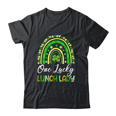 One Lucky Lunch Lady St Patricks Day Rainbow Leopard Shamrock Shirt & Hoodie | siriusteestore