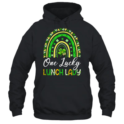 One Lucky Lunch Lady St Patricks Day Rainbow Leopard Shamrock Shirt & Hoodie | siriusteestore