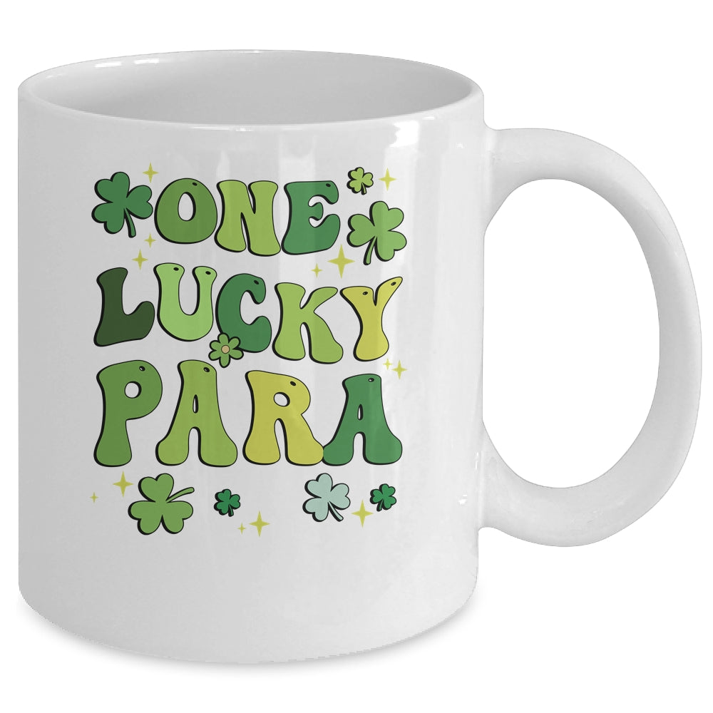 One Lucky Para St Patricks Day Cute Groovy Retro Shamrock Mug | siriusteestore