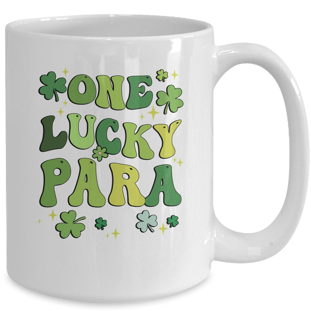 One Lucky Para St Patricks Day Cute Groovy Retro Shamrock Mug | siriusteestore