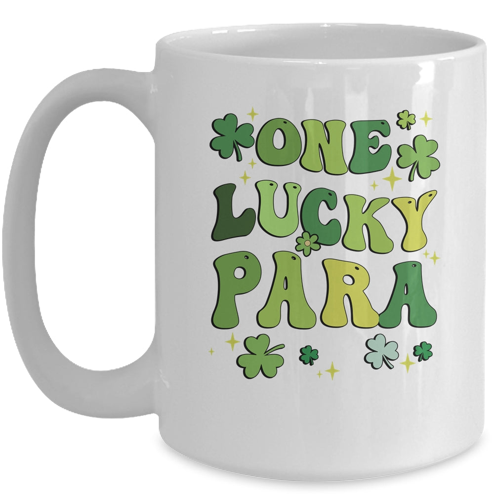 One Lucky Para St Patricks Day Cute Groovy Retro Shamrock Mug | siriusteestore