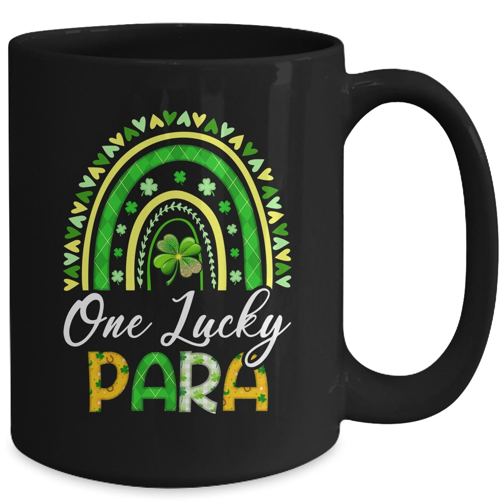 One Lucky Para St Patricks Day Cute Rainbow Leopard Shamrock Mug | siriusteestore