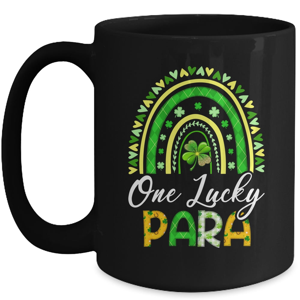 One Lucky Para St Patricks Day Cute Rainbow Leopard Shamrock Mug | siriusteestore