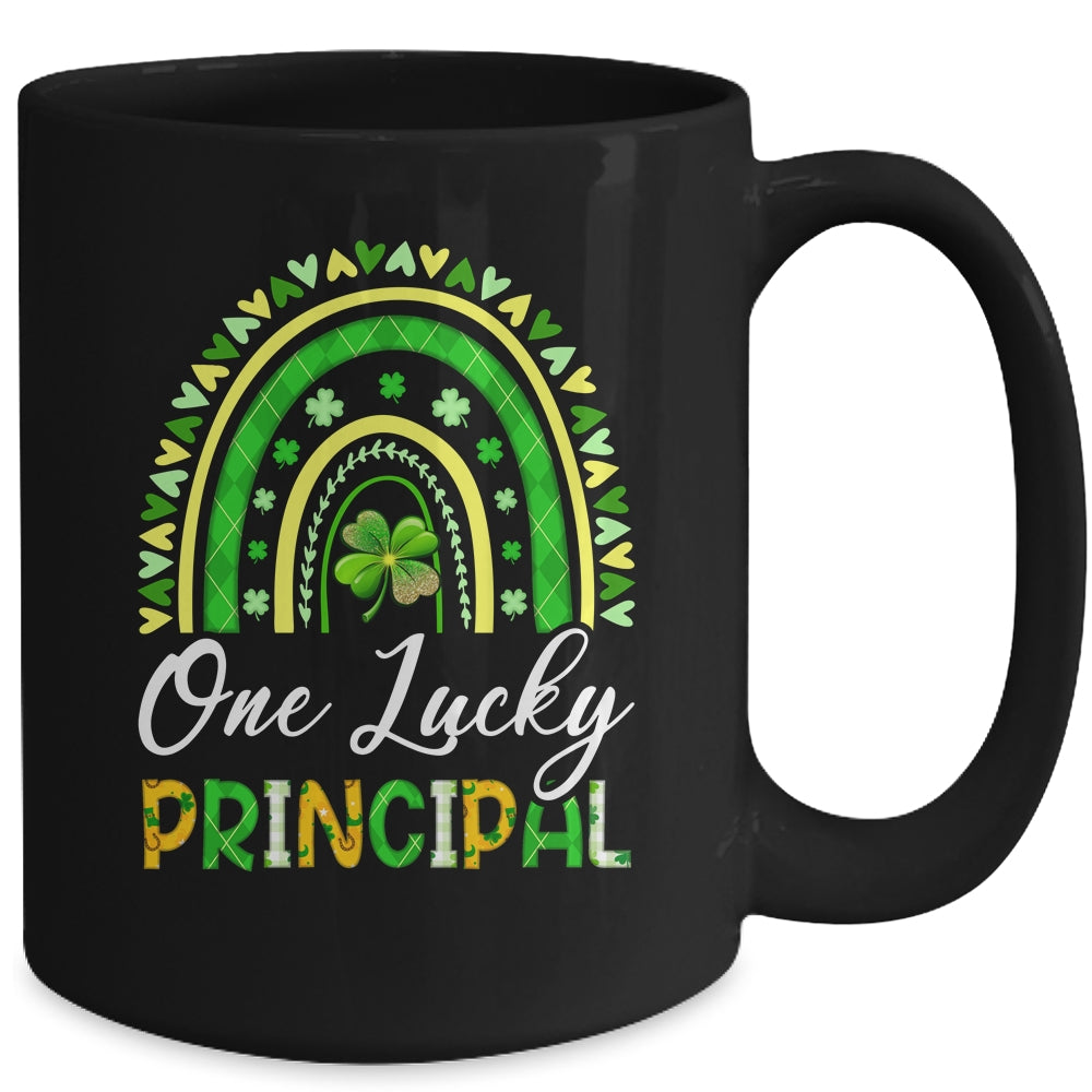 One Lucky Principal St Patricks Day Rainbow Leopard Shamrock Mug | siriusteestore