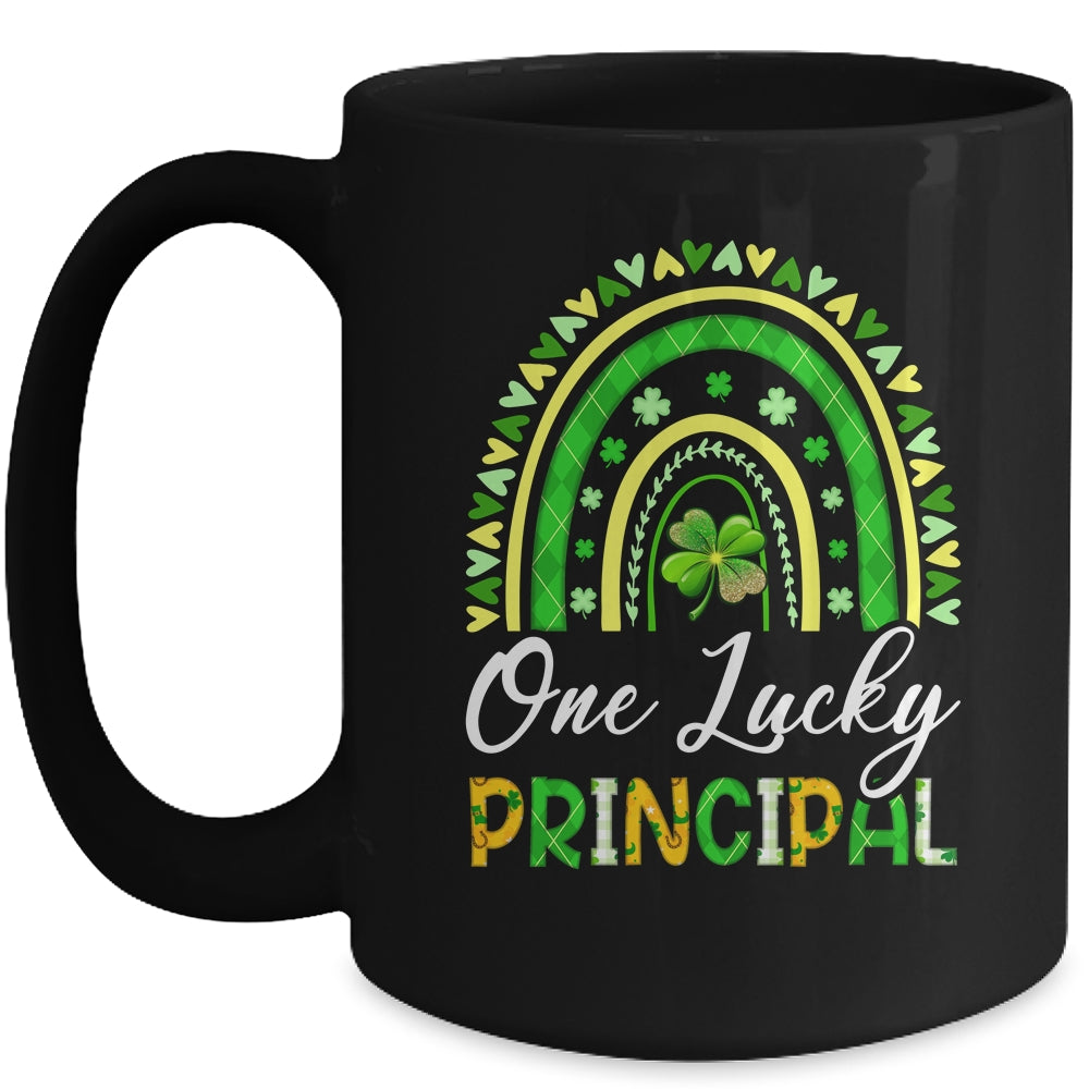 One Lucky Principal St Patricks Day Rainbow Leopard Shamrock Mug | siriusteestore