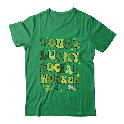 One Lucky Social Worker St Patricks Day Groovy Retro Shamrock Shirt & Hoodie | siriusteestore
