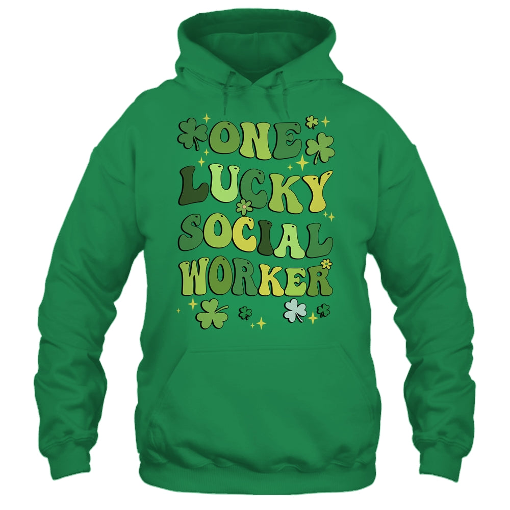 One Lucky Social Worker St Patricks Day Groovy Retro Shamrock Shirt & Hoodie | siriusteestore