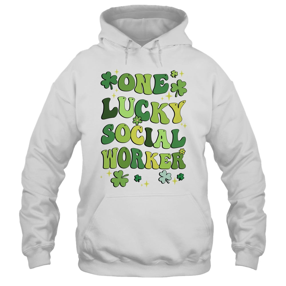 One Lucky Social Worker St Patricks Day Groovy Retro Shamrock Shirt & Hoodie | siriusteestore