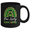 One Lucky Social Worker St Patricks Day Rainbow Leopard Shamrock Mug | siriusteestore