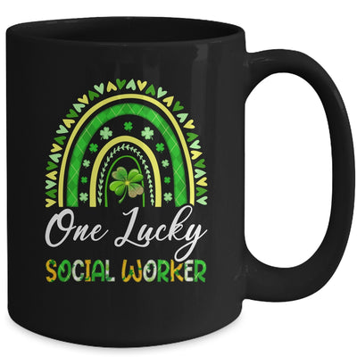 One Lucky Social Worker St Patricks Day Rainbow Leopard Shamrock Mug | siriusteestore