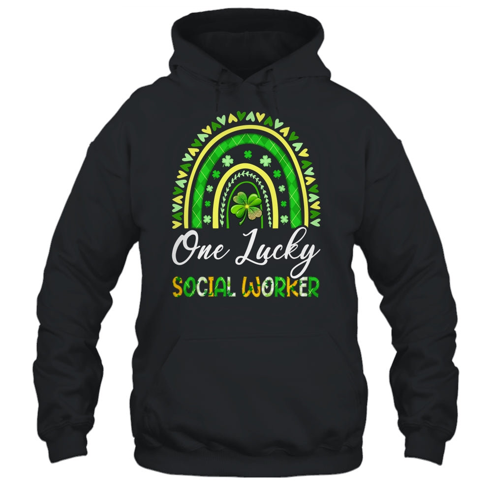 One Lucky Social Worker St Patricks Day Rainbow Leopard Shamrock Shirt & Hoodie | siriusteestore