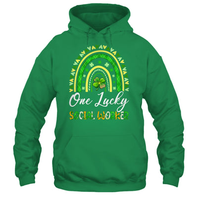 One Lucky Social Worker St Patricks Day Rainbow Leopard Shamrock Shirt & Hoodie | siriusteestore