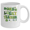 One Lucky Teacher St Patricks Day Groovy Retro Shamrock Mug | siriusteestore