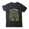 One Merry Teacher Christmas Rainbow Leopard Buffalo Plaid Shirt & Sweatshirt | siriusteestore
