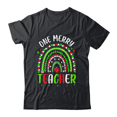 One Merry Teacher Christmas Rainbow Leopard Buffalo Plaid Shirt & Sweatshirt | siriusteestore