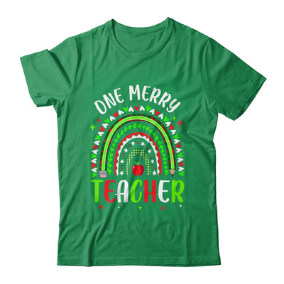 One Merry Teacher Christmas Rainbow Leopard Buffalo Plaid Shirt & Sweatshirt | siriusteestore
