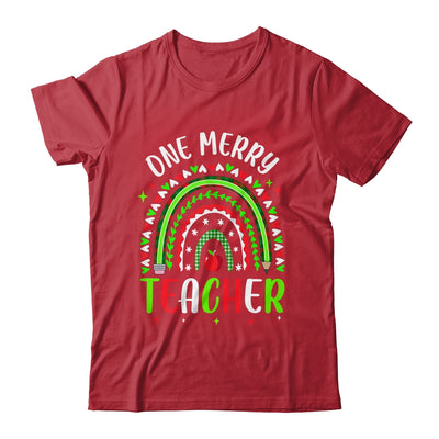 One Merry Teacher Christmas Rainbow Leopard Buffalo Plaid Shirt & Sweatshirt | siriusteestore