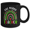 One Merry Teacher Christmas Rainbow Leopard Buffalo Plaid Mug | siriusteestore