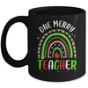 One Merry Teacher Christmas Rainbow Leopard Buffalo Plaid Mug | siriusteestore