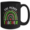 One Merry Teacher Christmas Rainbow Leopard Buffalo Plaid Mug | siriusteestore