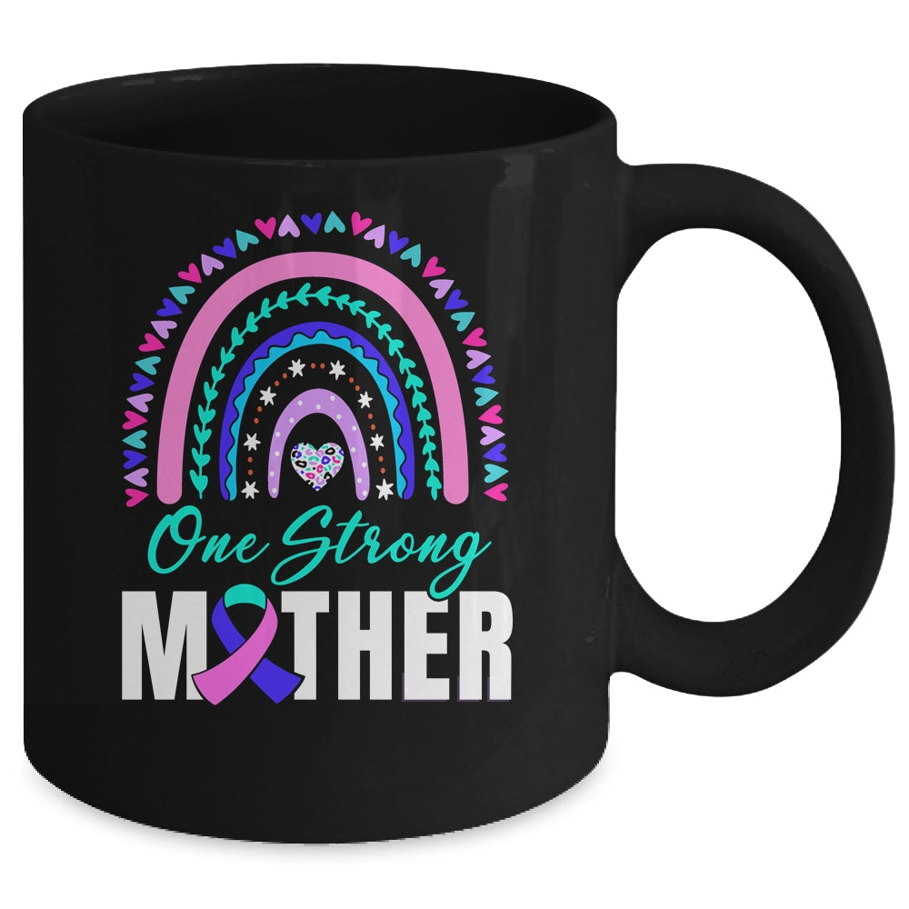 One Strong Mother Teal Rainbow Warrior Thyroid Cancer Month Mug | siriusteestore