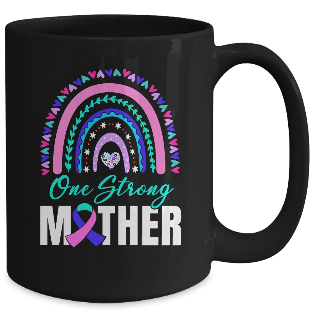 One Strong Mother Teal Rainbow Warrior Thyroid Cancer Month Mug | siriusteestore