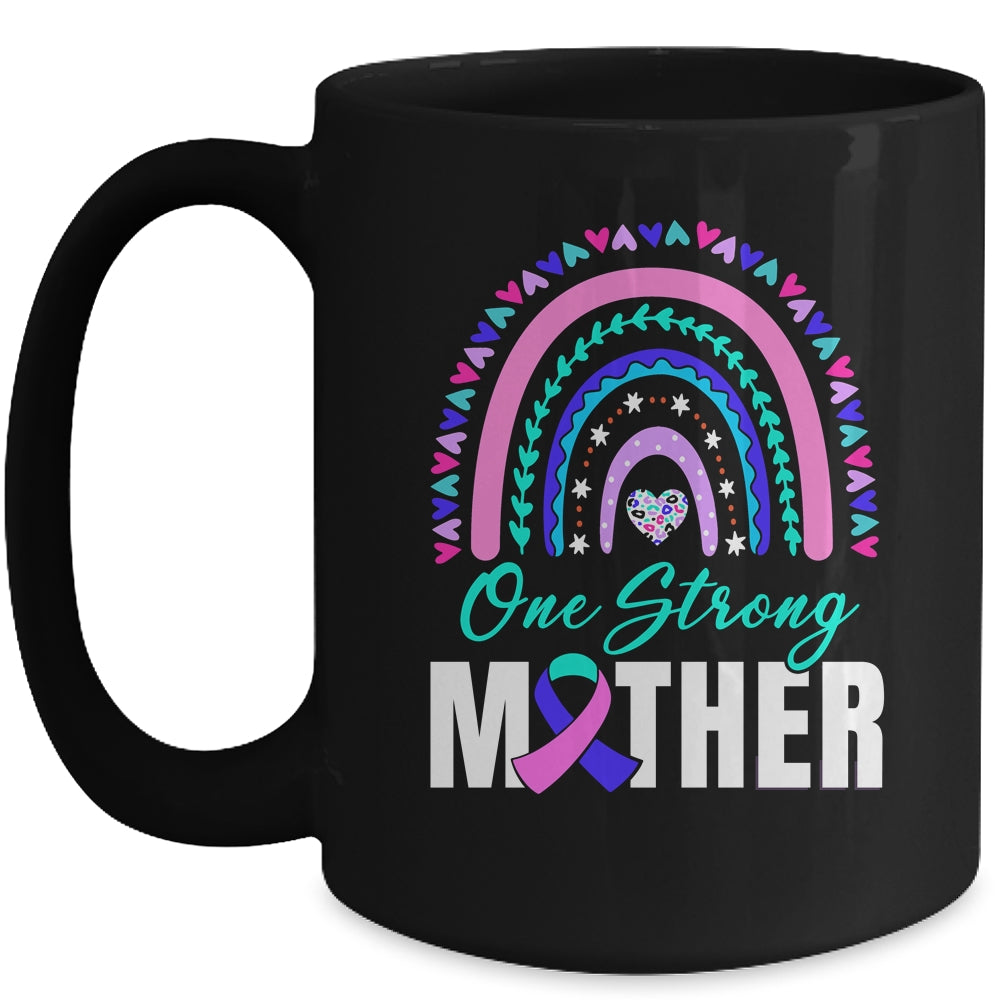 One Strong Mother Teal Rainbow Warrior Thyroid Cancer Month Mug | siriusteestore