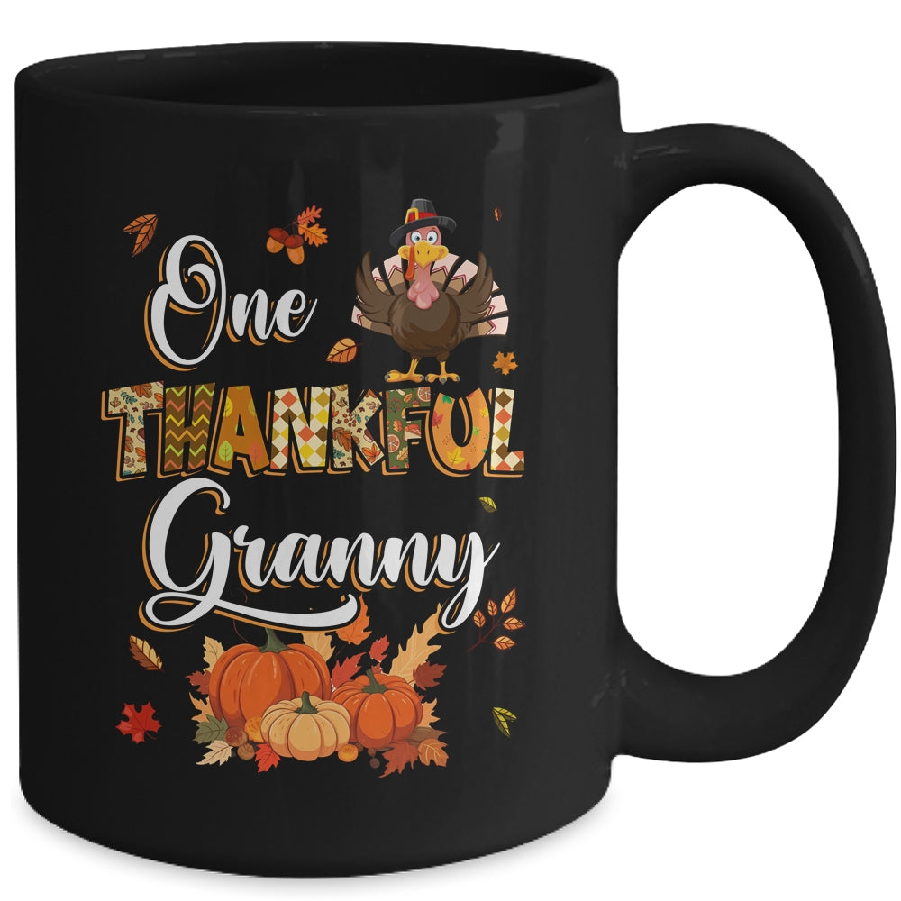 One Thankful Granny Fall Leaves Autumn Grandma Thanksgiving Mug | siriusteestore