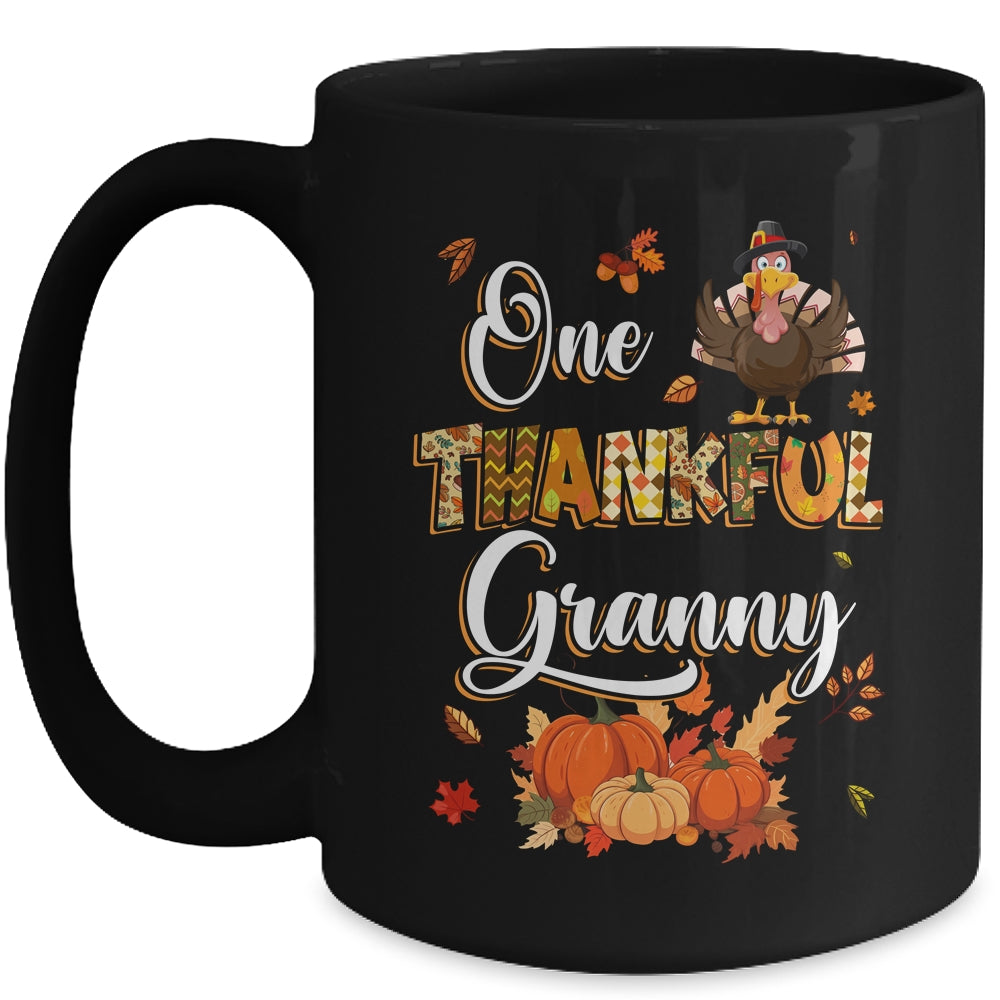 One Thankful Granny Fall Leaves Autumn Grandma Thanksgiving Mug | siriusteestore