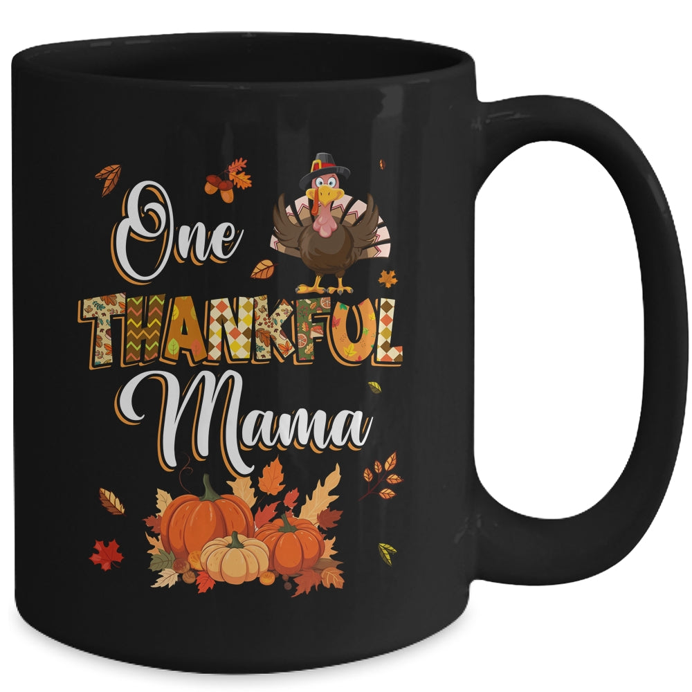 One Thankful Mama Fall Leaves Autumn Grandma Thanksgiving Mug | siriusteestore
