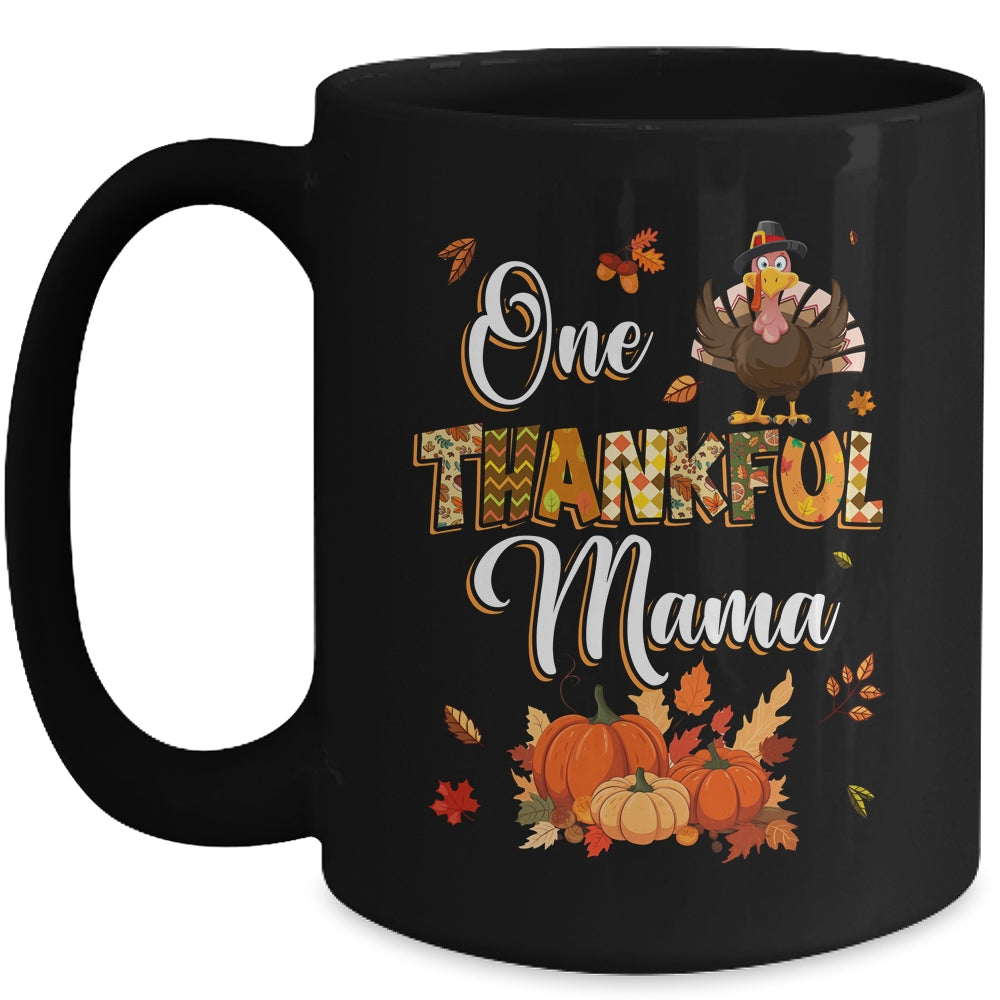 One Thankful Mama Fall Leaves Autumn Grandma Thanksgiving Mug | siriusteestore