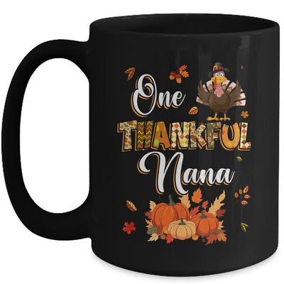 One Thankful Nana Fall Leaves Autumn Grandma Thanksgiving Mug | siriusteestore