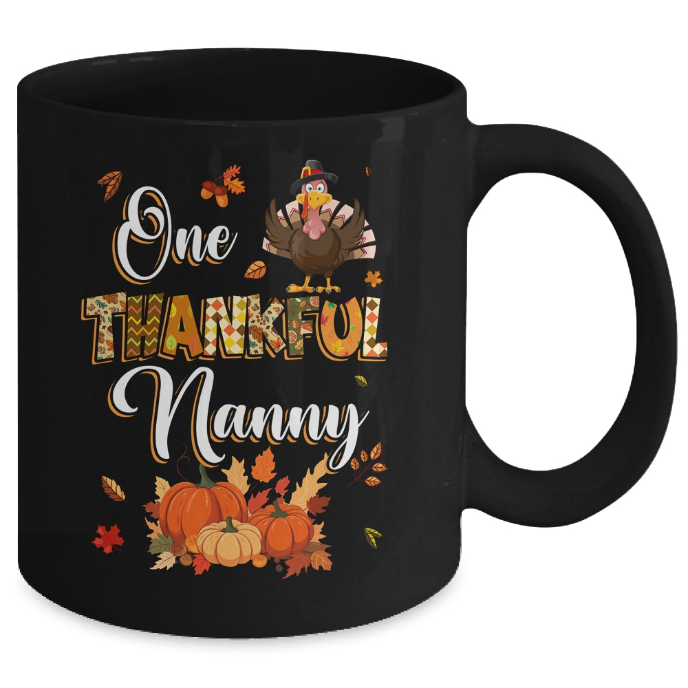 One Thankful Nanny Fall Leaves Autumn Grandma Thanksgiving Mug | siriusteestore